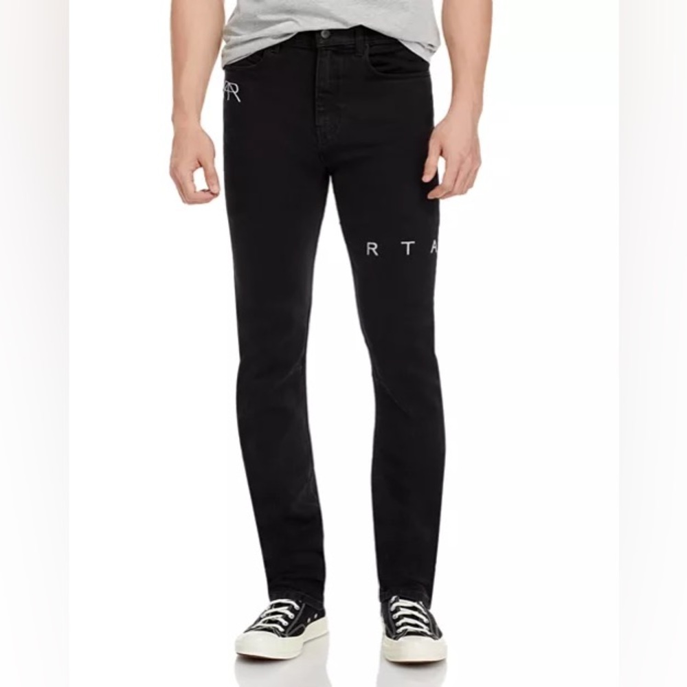 RTA Slim Fit Logo Jeans in Black Stone size 32